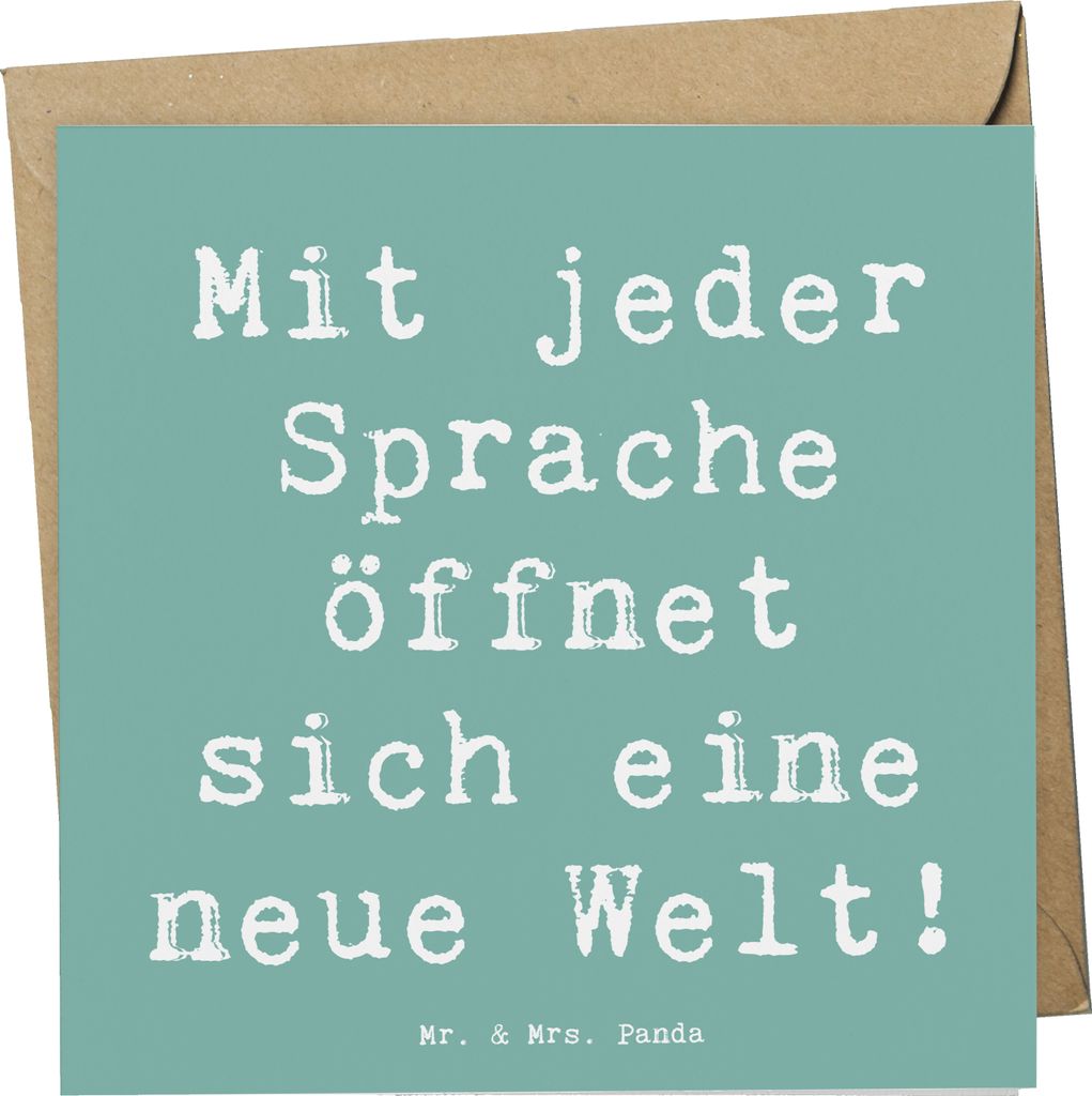 Mr. & Mrs. Panda Klappkarte Spruch Sprachen lernen - Meeresbrise - Geschenk, faltkarte, Trost, Grußkarte, Glückwunschkarte, Zuversicht, neue Freu...