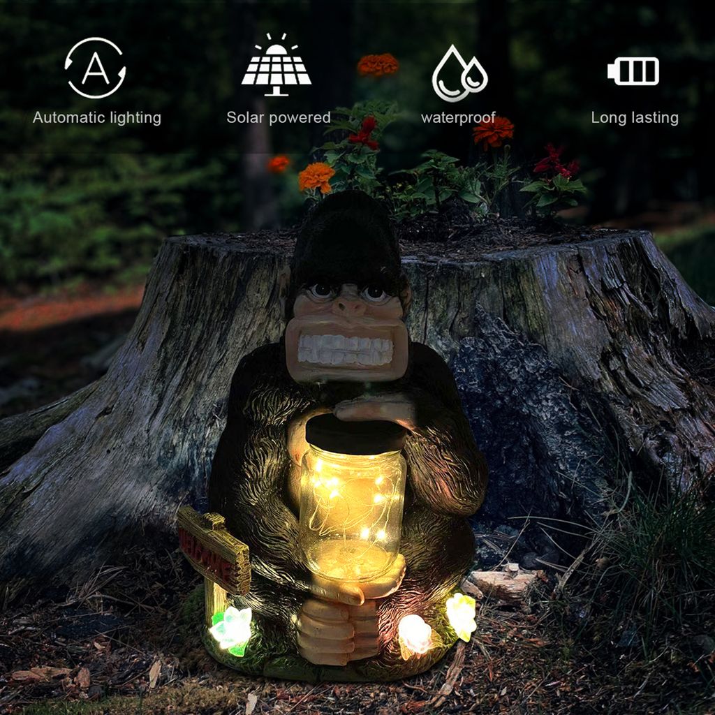 Solar Jar Lights Solarlampe Gorilla Dekorative Lampe Garten Licht Dekoration Ornament Kunsthandwerk