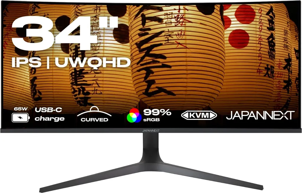 JAPANNEXT Curved Monitor 34" IPS UWQHD (3440x1440) JN-IPSC34UWQHDR-C65W-H
