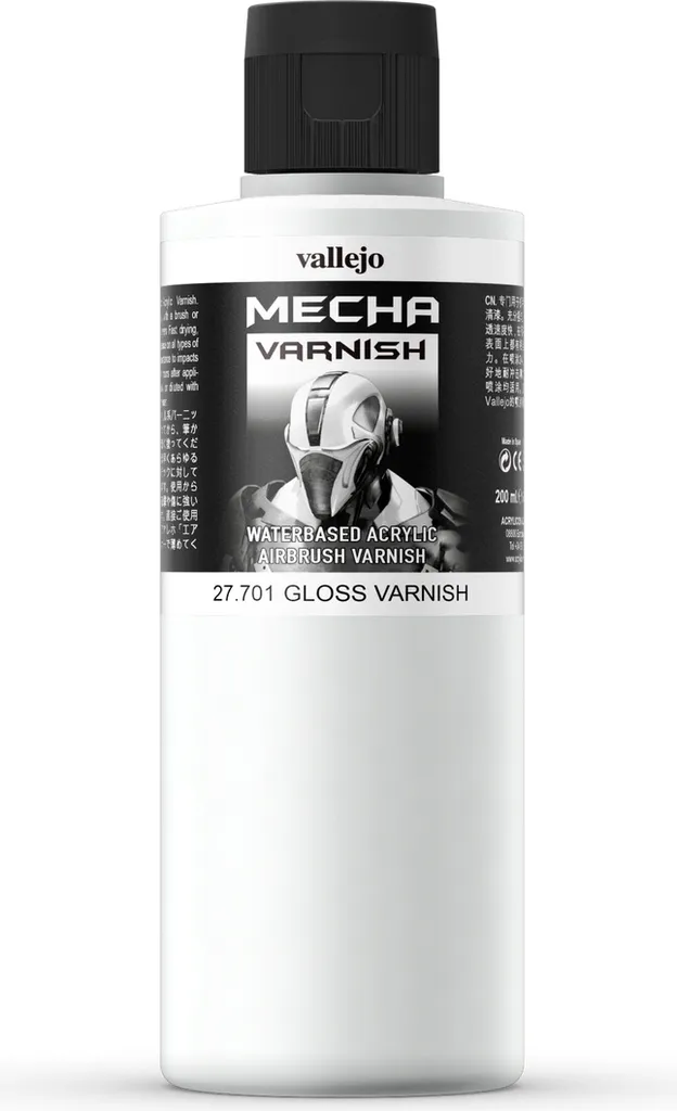 Vernis Brillant Aérographe Vallejo Mecha Color 701 - Flacon de 200ml Pro