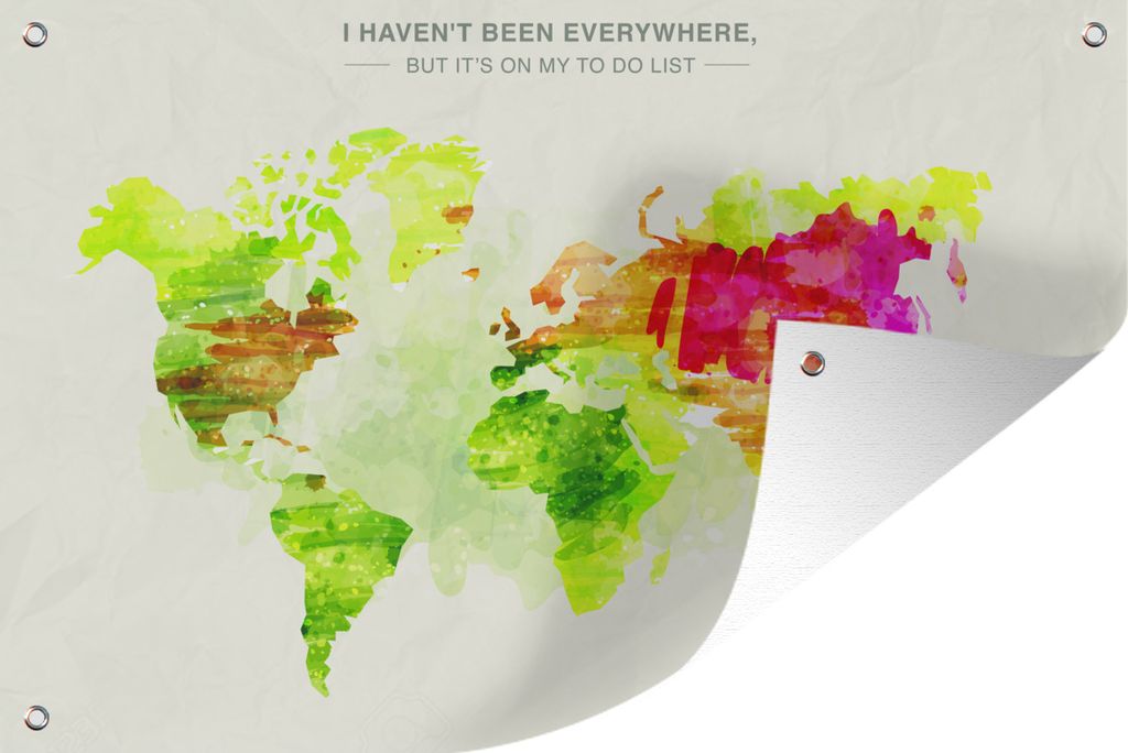 MuchoWow 90x60 cm Outdoor-Poster Gartendeko Sichtschutz Garten Poster für den Garten Weltkarte - Farben - Farbe