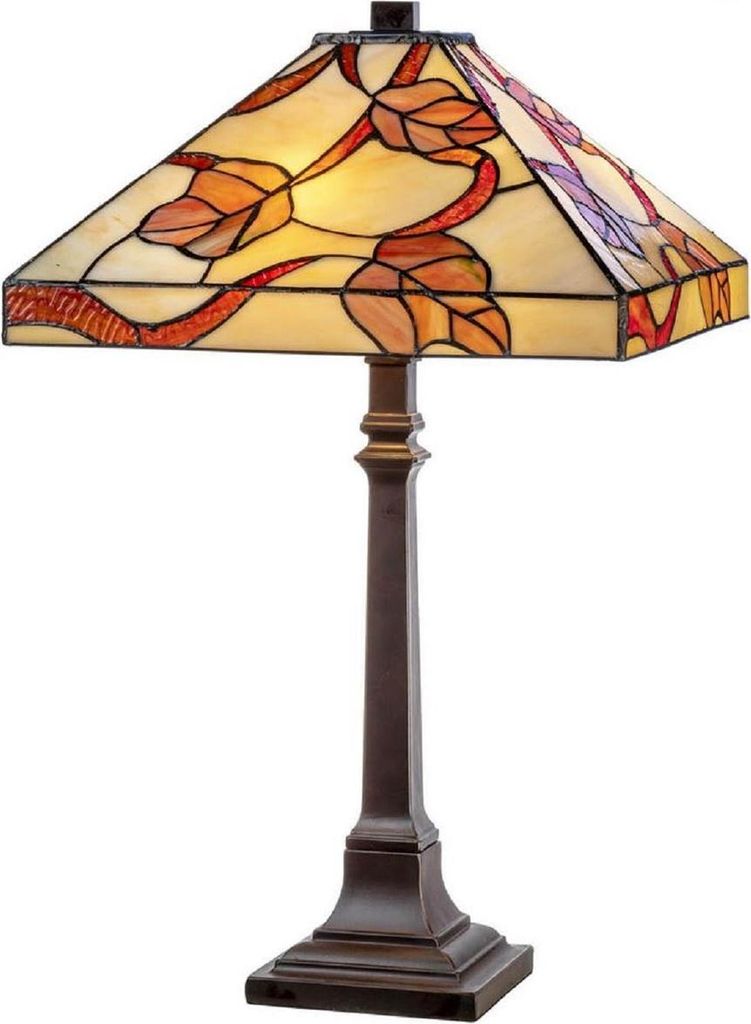 Casa Padrino Luxus Tiffany Tischleuchte Mehrfarbig 36 x 36 x H. 64 cm - Tiffany Schreibtischleuchte - Wohnzimmer Deko Leuchte - Scheibtisch Deko Le...