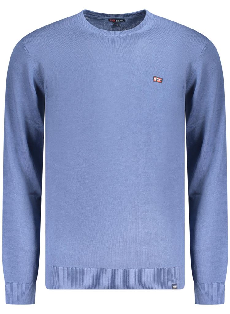 Stilvolles Norwegen Herrenhemd 1963 in Blau mit Stickerei Produktbild 