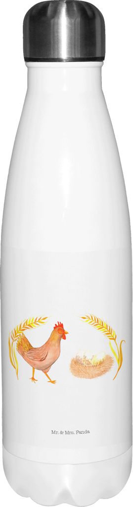 Mr. & Mrs. Panda flasche aus edelstahl Huhn Stolz - Weiß - Geschenk, Wasserflasche, Bauernhof, Hahn, trinkflaschen, wanderflasche, Hof, Spruch, Tr...