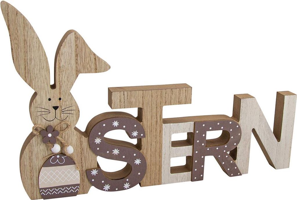 Schriftzug Ostern Holz grau zum Stellen