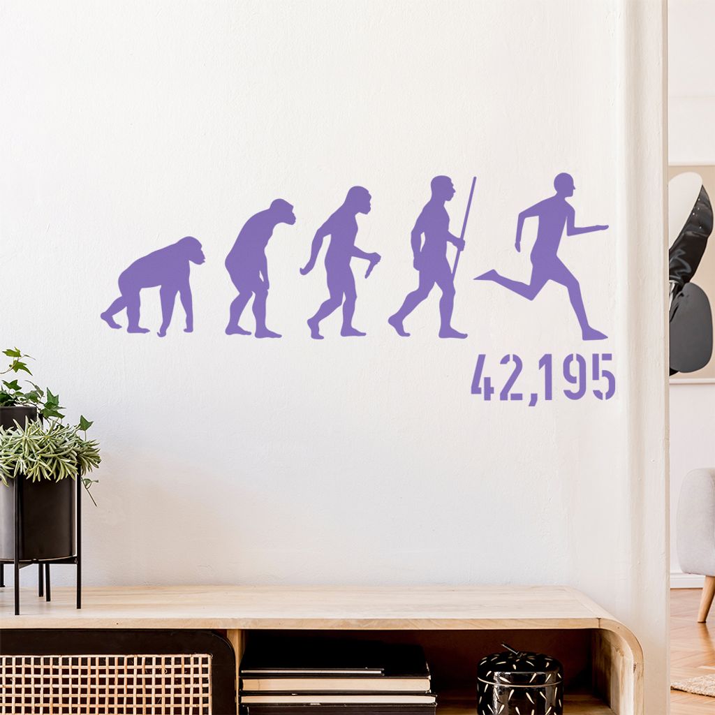IVII,195 Marathon Evolution Wandtattoo Wandaufkleber Wall Sticker - Dekoration, Küche, Wohnzimmer, Schlafzimmer, Badezimmer