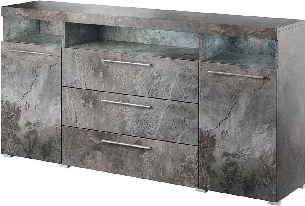 Meublorama HA-INDIA-24B0DE25*2C/74KG, 2 Tür(en), Grau, Mitteldichte Faserplatte (MDF), 3 Schublade(n), 2 Jahr(e), 380 mm