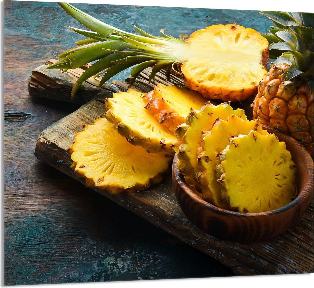 GLASPLATTE FÜR KÜCHE 65x60 Ananas