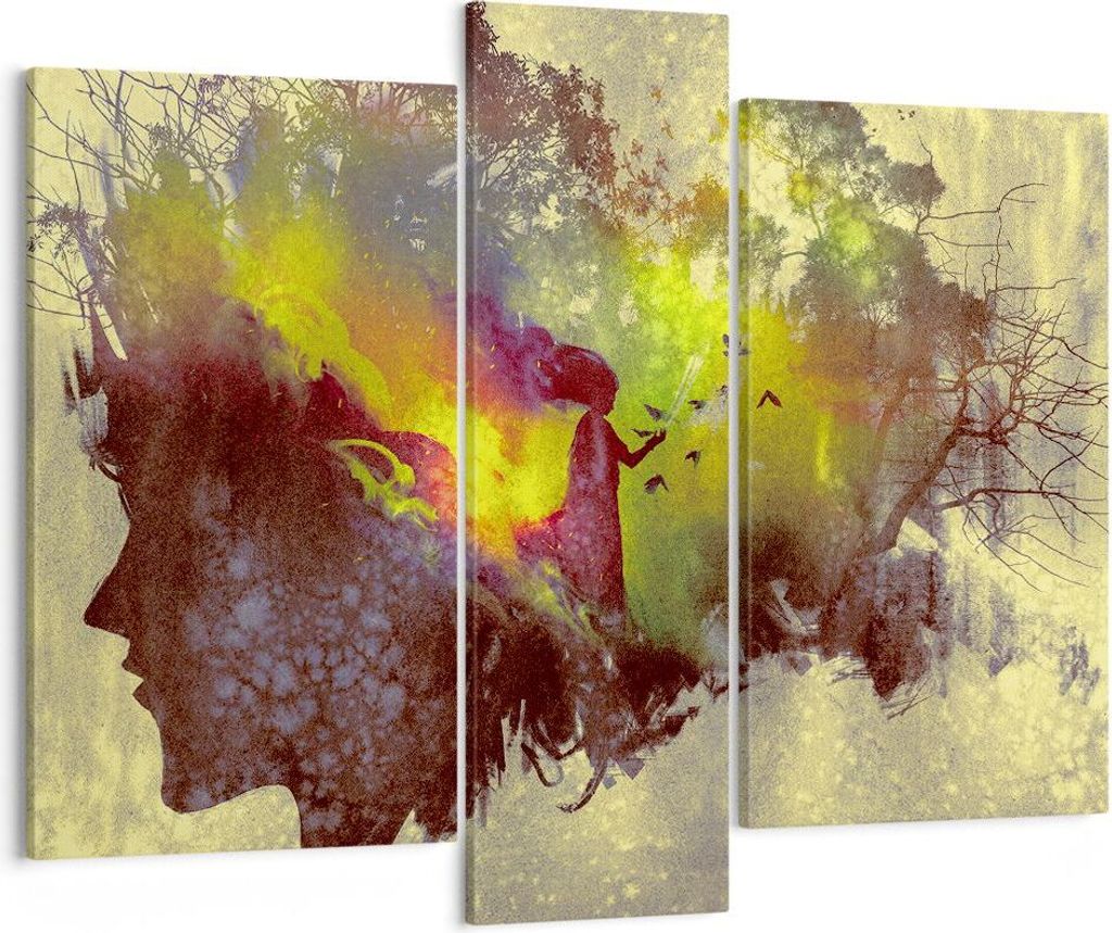 Bild auf Leinwand - Leinwandbild - Gesicht Grafik Abbildung Mädchen - 95x80cm - Wand Bild - Wanddeko - Leinwanddruck - Bilder - Kunstdruck - Wandd...