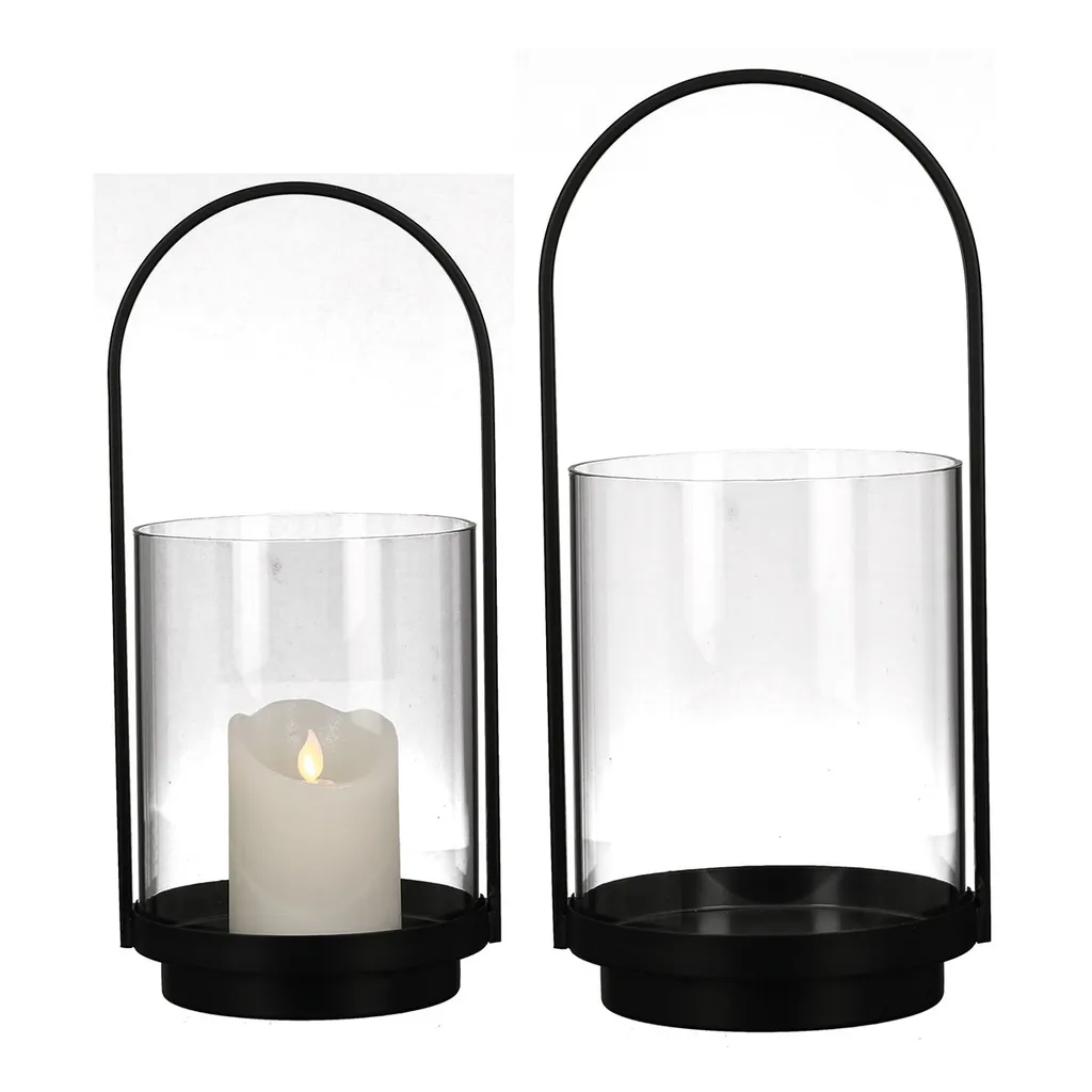 Lanterne Décorative pour Ambiance Salon Métal et Verre 45 cm Gilde 2x