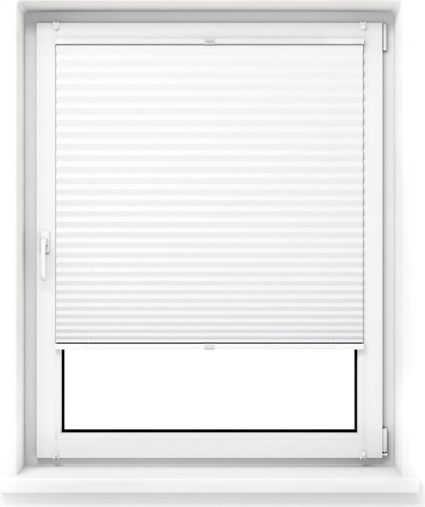 JALOUSIESCOUT Pure Plissee, Premium, Polyester-Stoff, 95 x 180 cm, weiß ohne Bohren, blickdicht,Lichtdurchlässig, Diagonale Verspannung