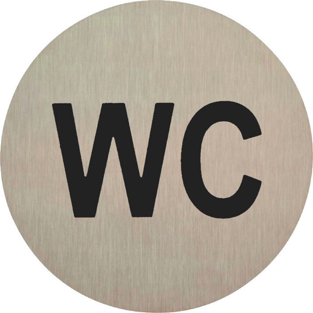 DOMINO WC Schild Selbstklebend 6,5 cm | Toilettenschilder WC | Türschild Gäste | Idealer WC Aufkleber | Toiletten Schild | WC-Schilder für Büro...