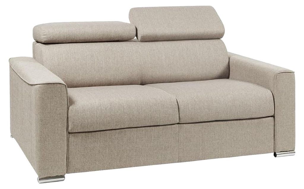 2-Sitzer-Schlafsofa mit Express-Klappmechanismus aus beigem Stoff, mit Sitzfläche aus Memory-Schaum – Liegefläche 120 cm – Matratze 14 cm VIZIR