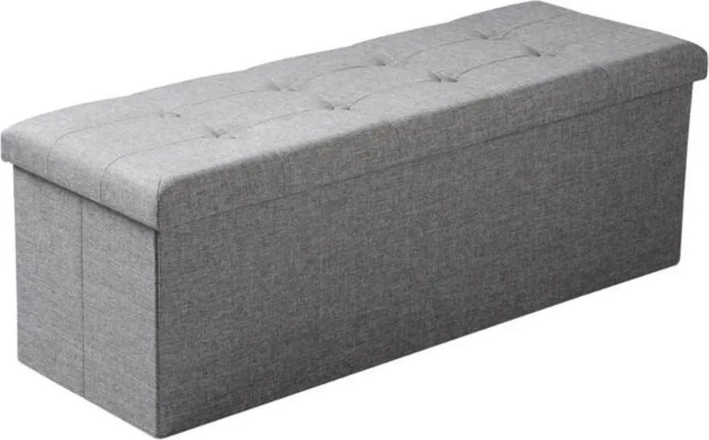 Banc tabouret en tissu gris clair 110 cm - Structure MDF robuste Juda - 3