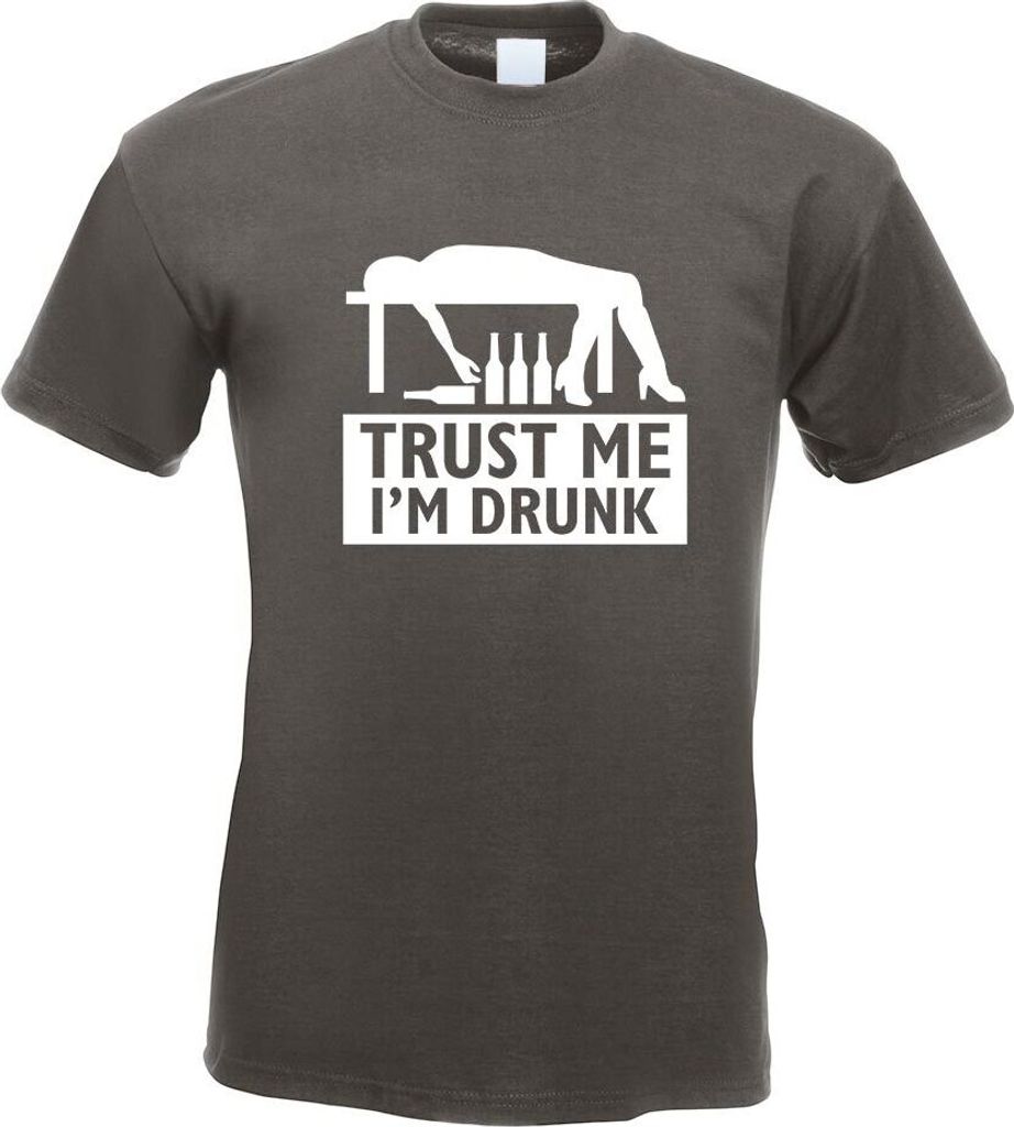 Kiwistar - T-Shirt - Graphit - Trust me, im Drunk betrunken Motiv Bedruckt Funshirt Design Print - mit Motiv Bedruckt - Funshirt Design - Sport - F...