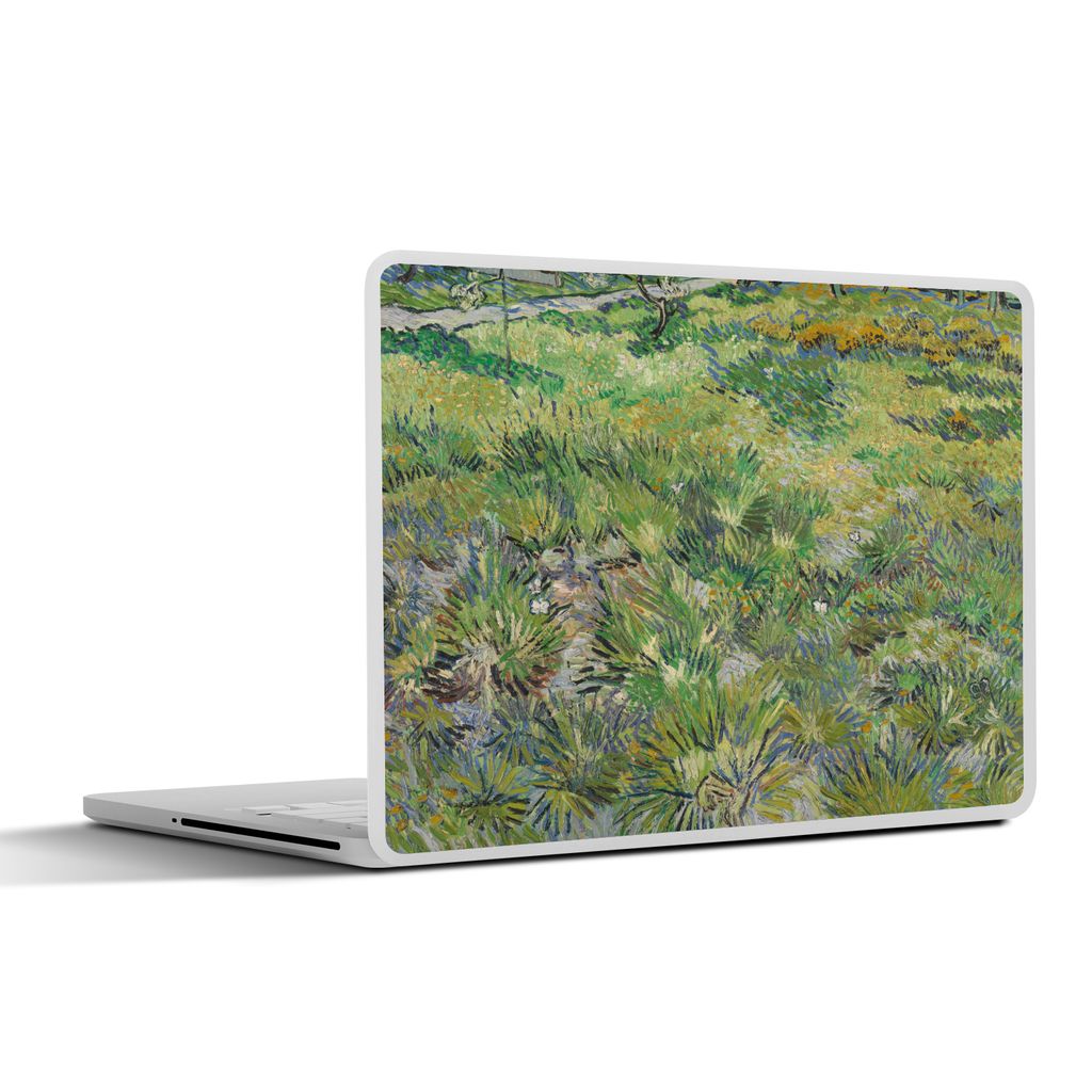 MuchoWow Laptop Aufkleber Sticker Cover Grasige Wiese mit Blumen und Schmetterlingen - Vincent van Gogh 31x22.5 cm - Laptop-Deko