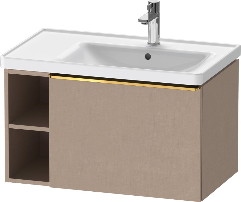 Duravit D-Neo Waschtischunterbau wandhängend, 784x440x452mm, 1 Auszug, 1 offenes Fach seitlich links, mit Griff Gold poliert, DE4257034750000