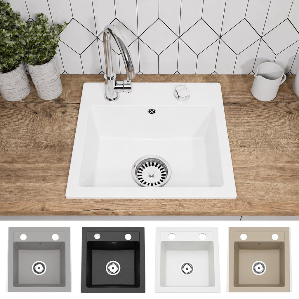 Faizee Home | Compact Granitspüle Weiß 41 x 44 cm – Produktbild 