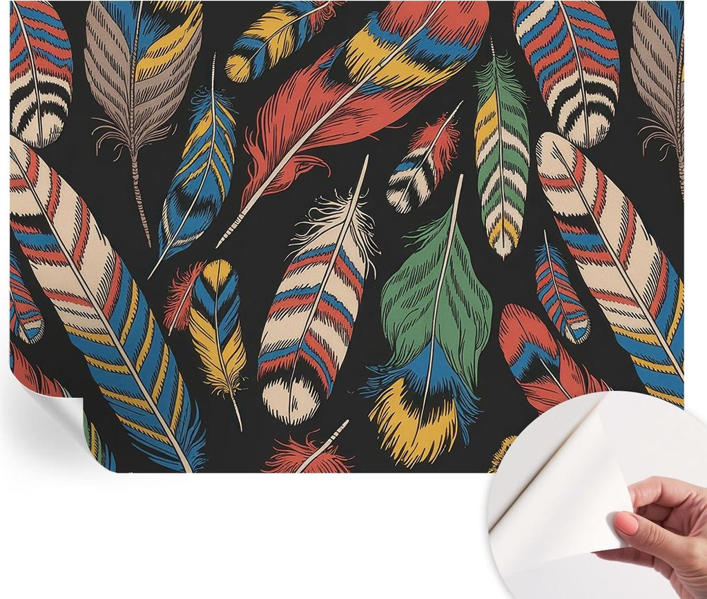 Selbstklebende Wandtapete - Dekorative Tapete für Wohnzimmer - Klebefolie für Wandbilder - Tapetenfolie für Wanddekoration - 312x219 cm - Bunte ...