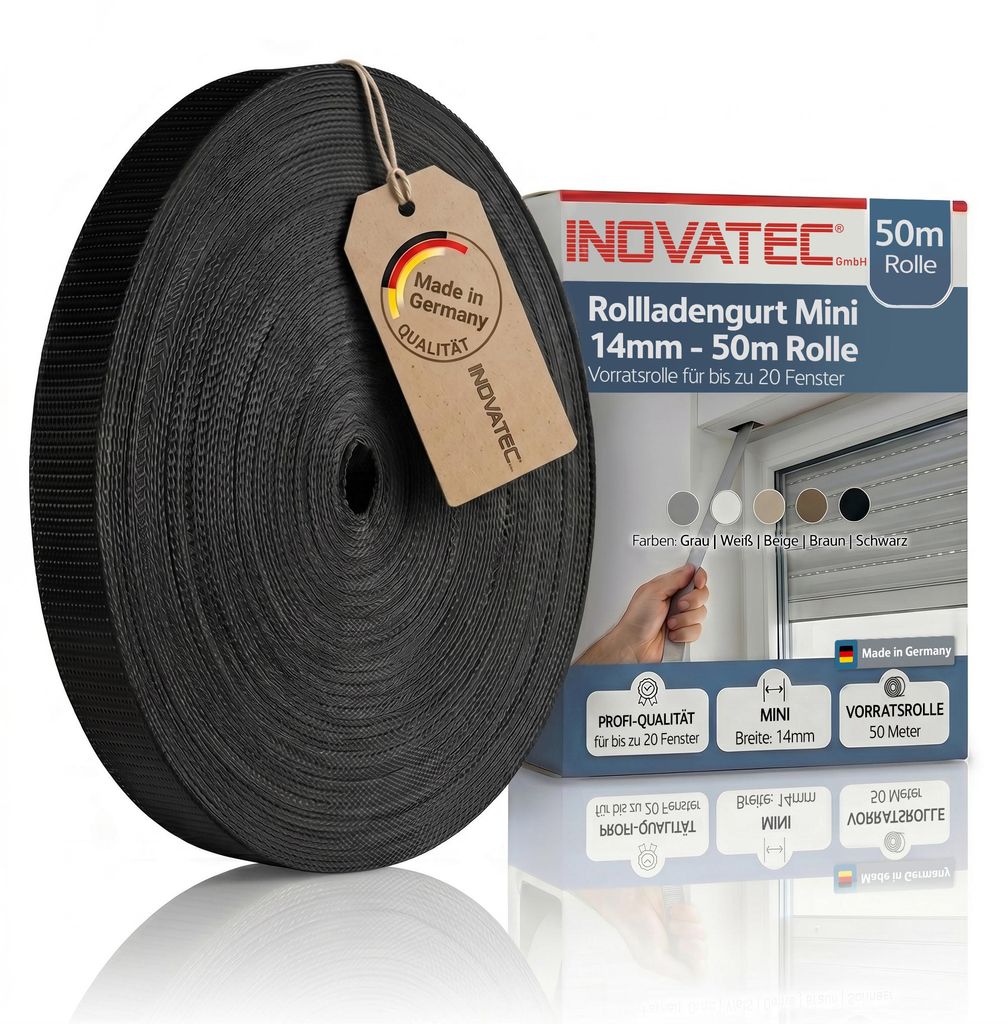 INOVATEC 50 m Rollladen Gurtband Mini 14 mm schwarz Produktbild 