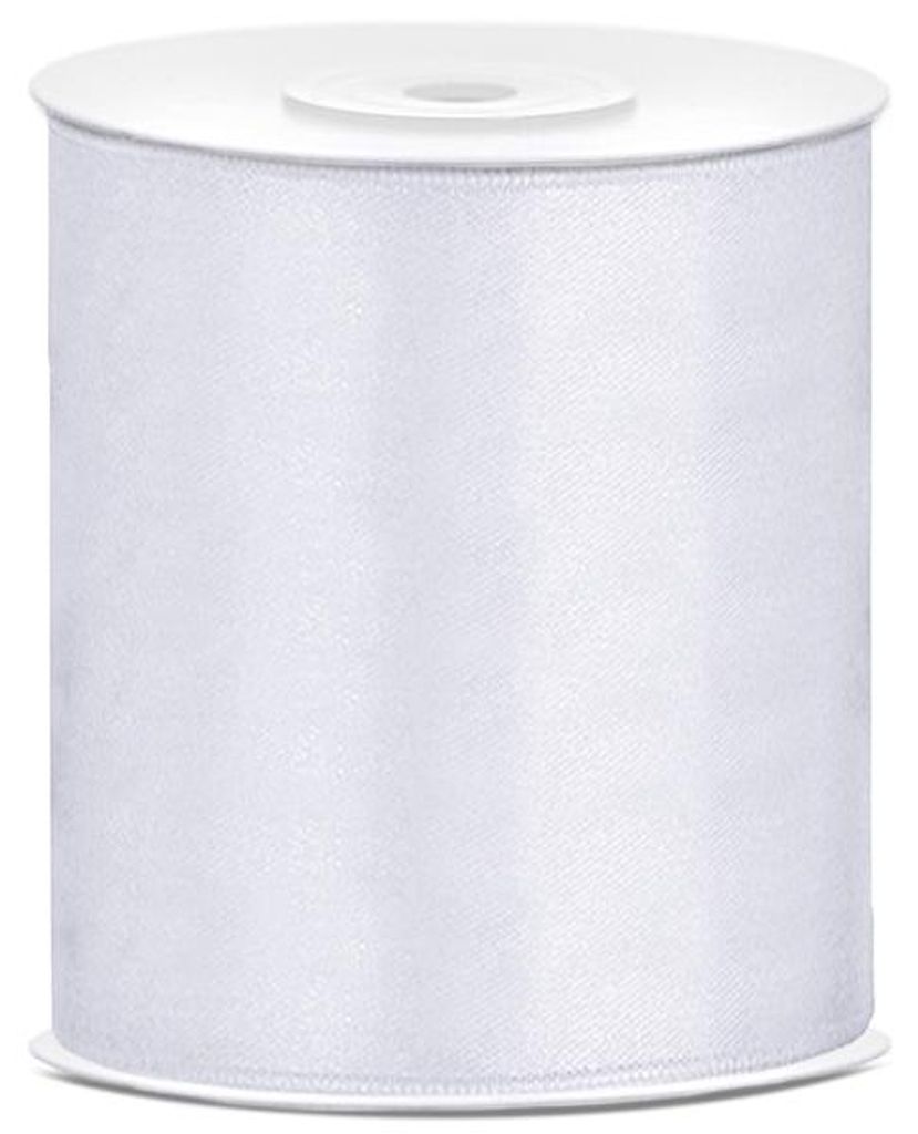 Nastro da regalo in raso bianco 25 m 100 mm di larghezza Immagine del prodotto 