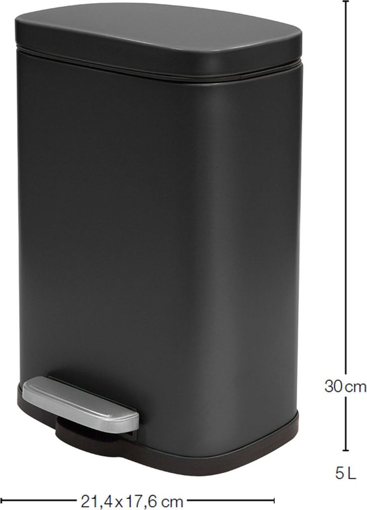 Spirella Treteimer Venedig - schwarz - 5 Liter - Metall - 21x30cm - soft-close