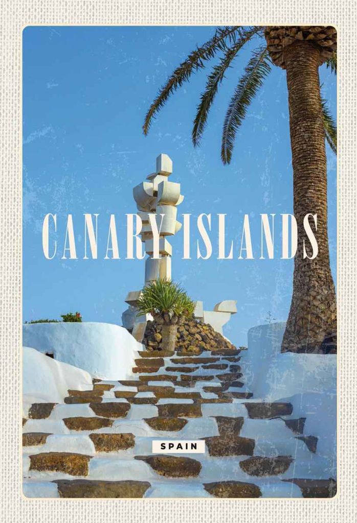 vianmo Holzschild 30x20 cm Canary Islands Spain Palmen Bildmotiv Reisemotiv Abenteuer Reisen