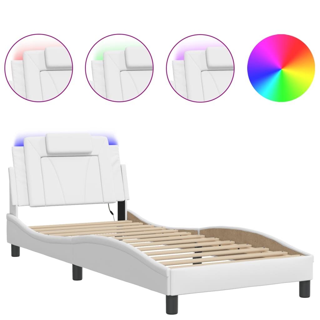 Bettgestell "Viana" mit LED ohne Matratze Weiß 90x190 cm