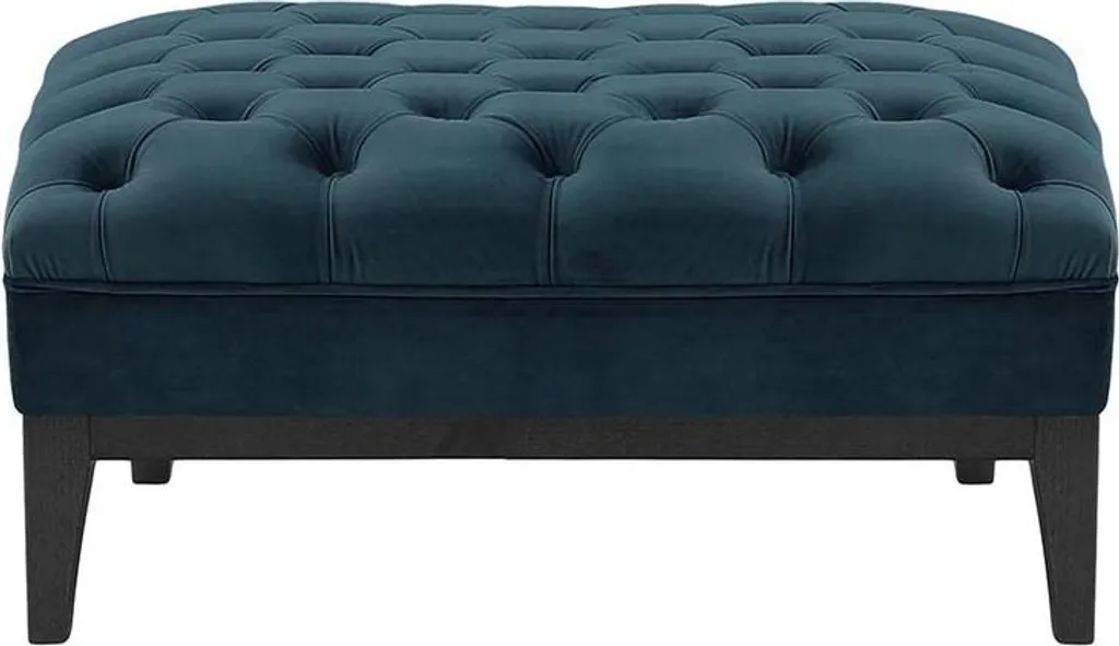 Pouf Chesterfield Modern Wood-Velluto 11 Noir - Repose-pied Luxueux