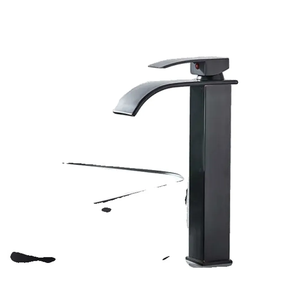 Miscelatore per bagno, design monocomando, miscelatore acqua calda e fredda, nero-H