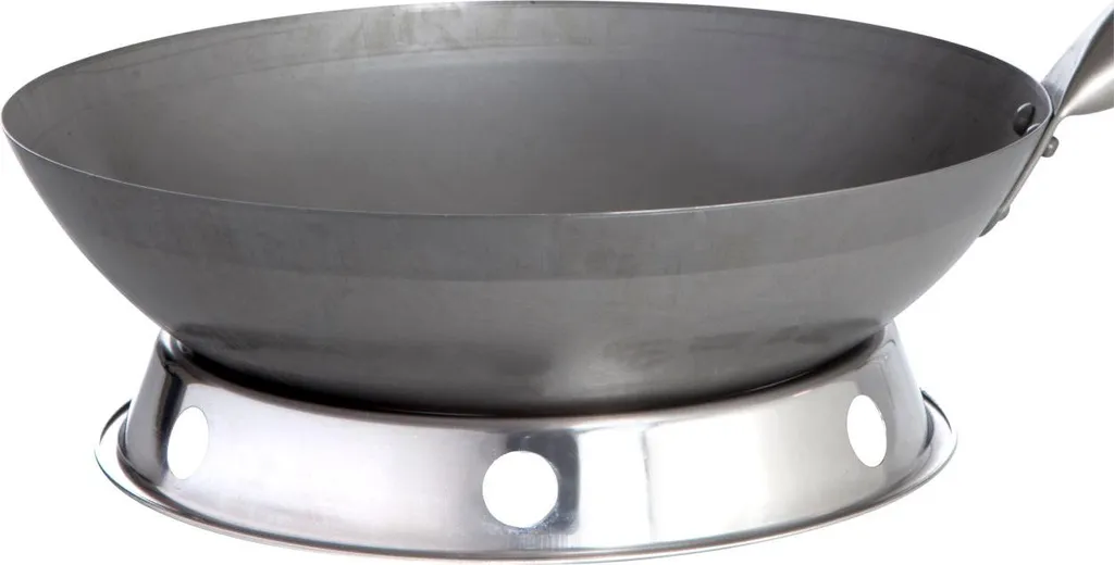 Poêle wok chinoise avec anneau en inox pour cuisson au gaz de 35cm