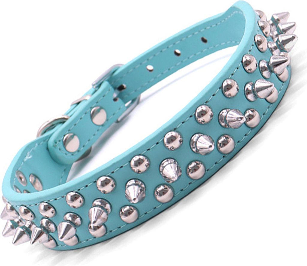 INF Haustierhalsband - Bequemes Kunstleder Blau L