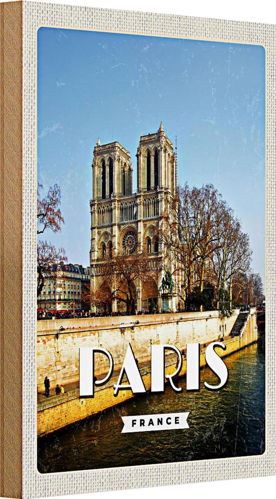 Holzschild Reise 20x30cm Paris Frankreich Notre-Dame Reise