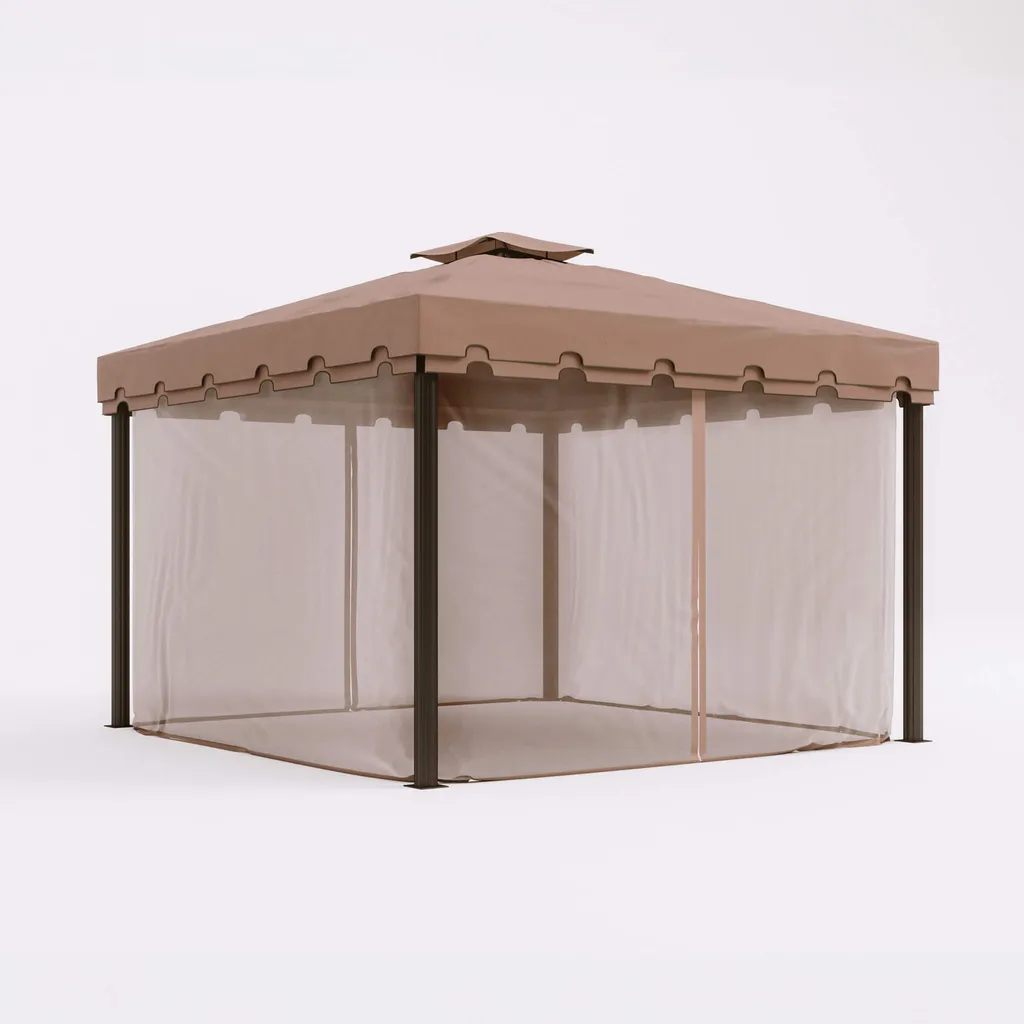 Tonnelle de jardin 3x3 m Nuxia Rebecca aluminium noir et beige marron