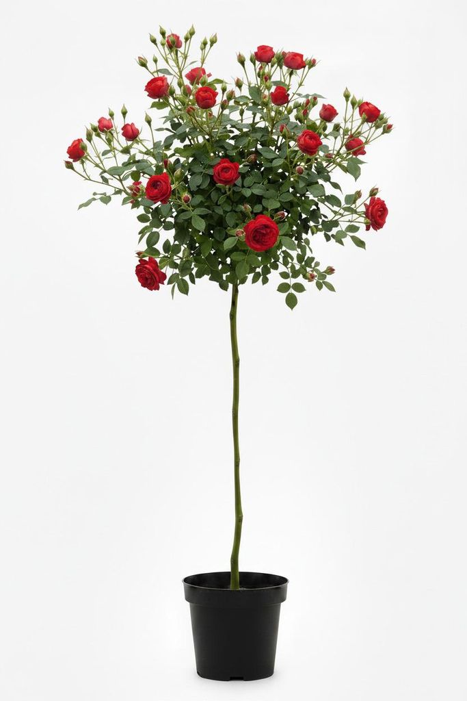 Rose ‘Manora’ - Hochstamm  |  170–180 cm | Rot blühende Produktbild 