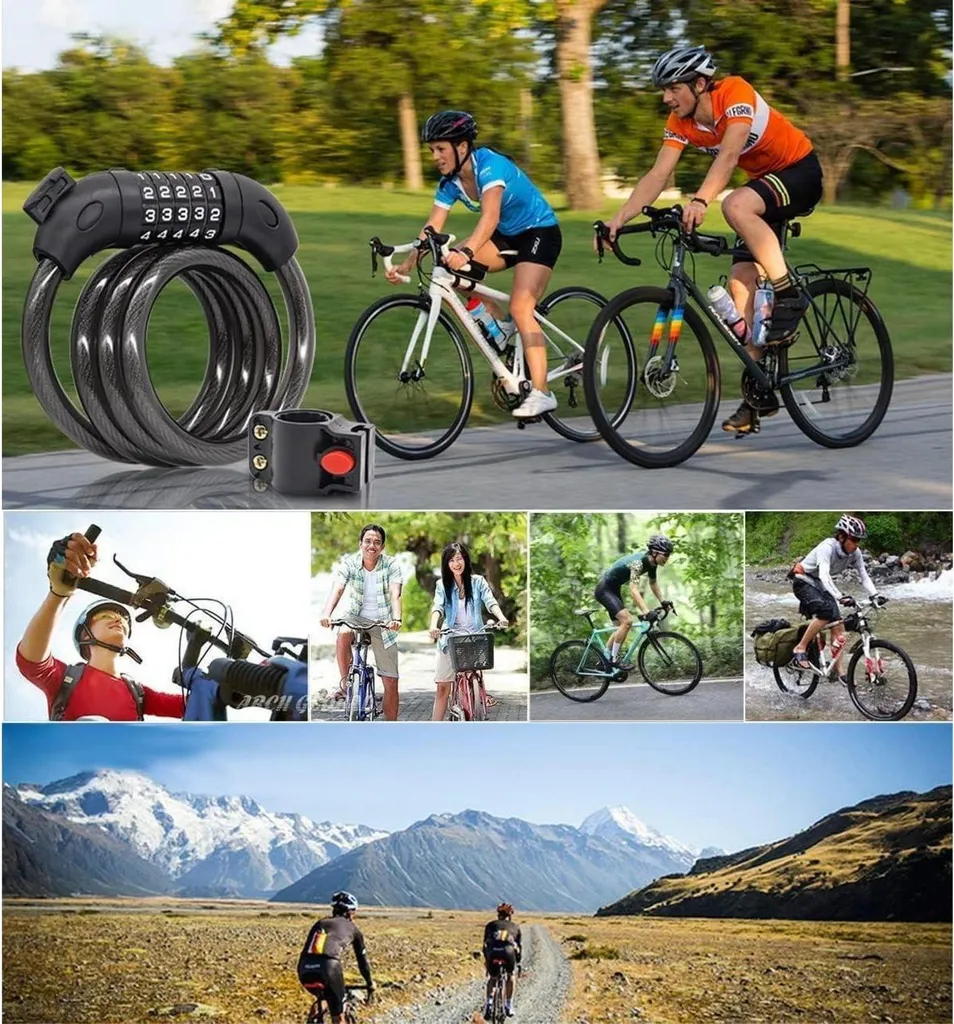 Câble antivol vélo robuste à code articulé 120cm noir universel - 7