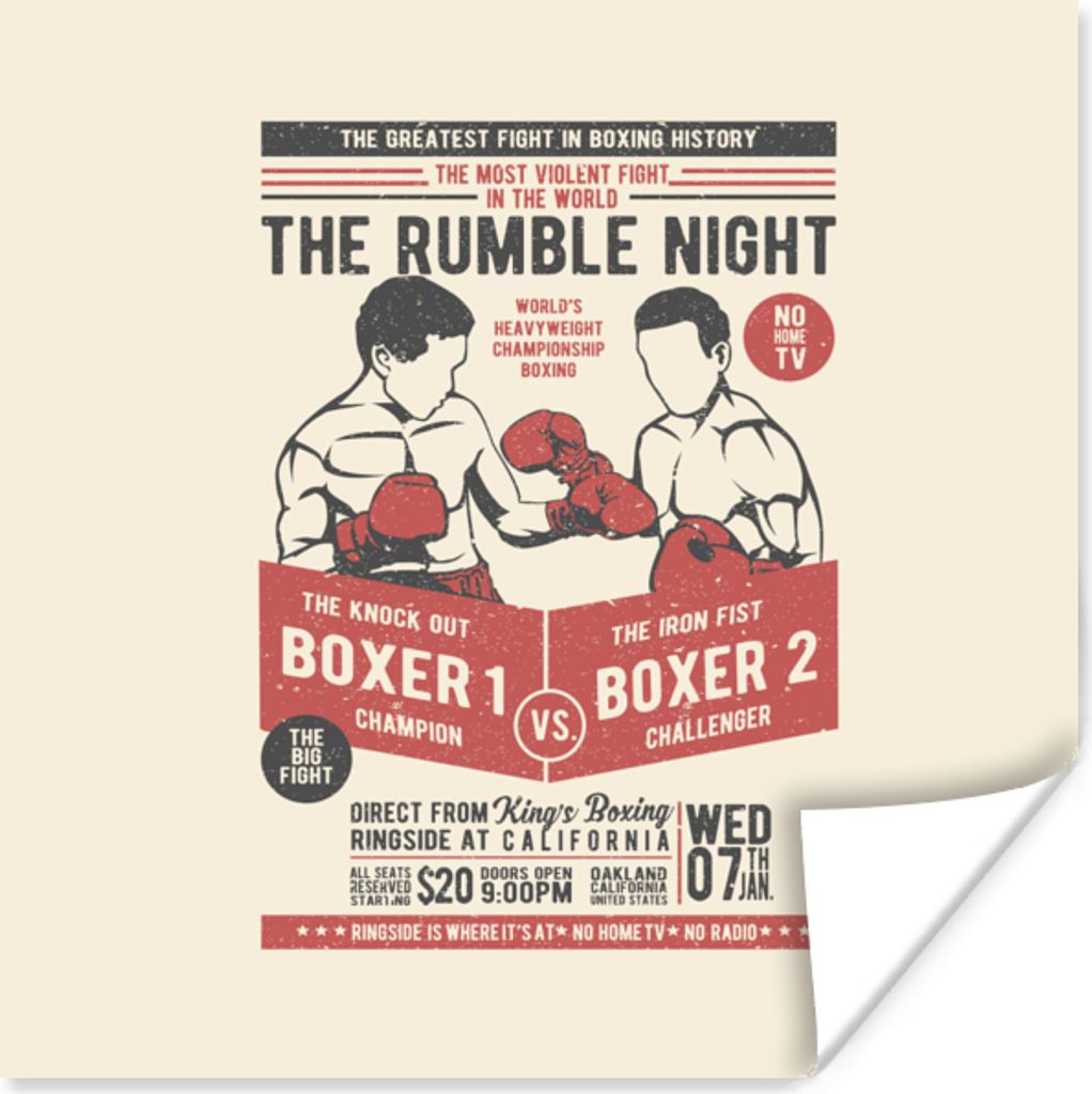 MuchoWow Poster Mancave - Boxhandschuhe - Sport - Vintage 30x30 cm - Wandposter - Printing