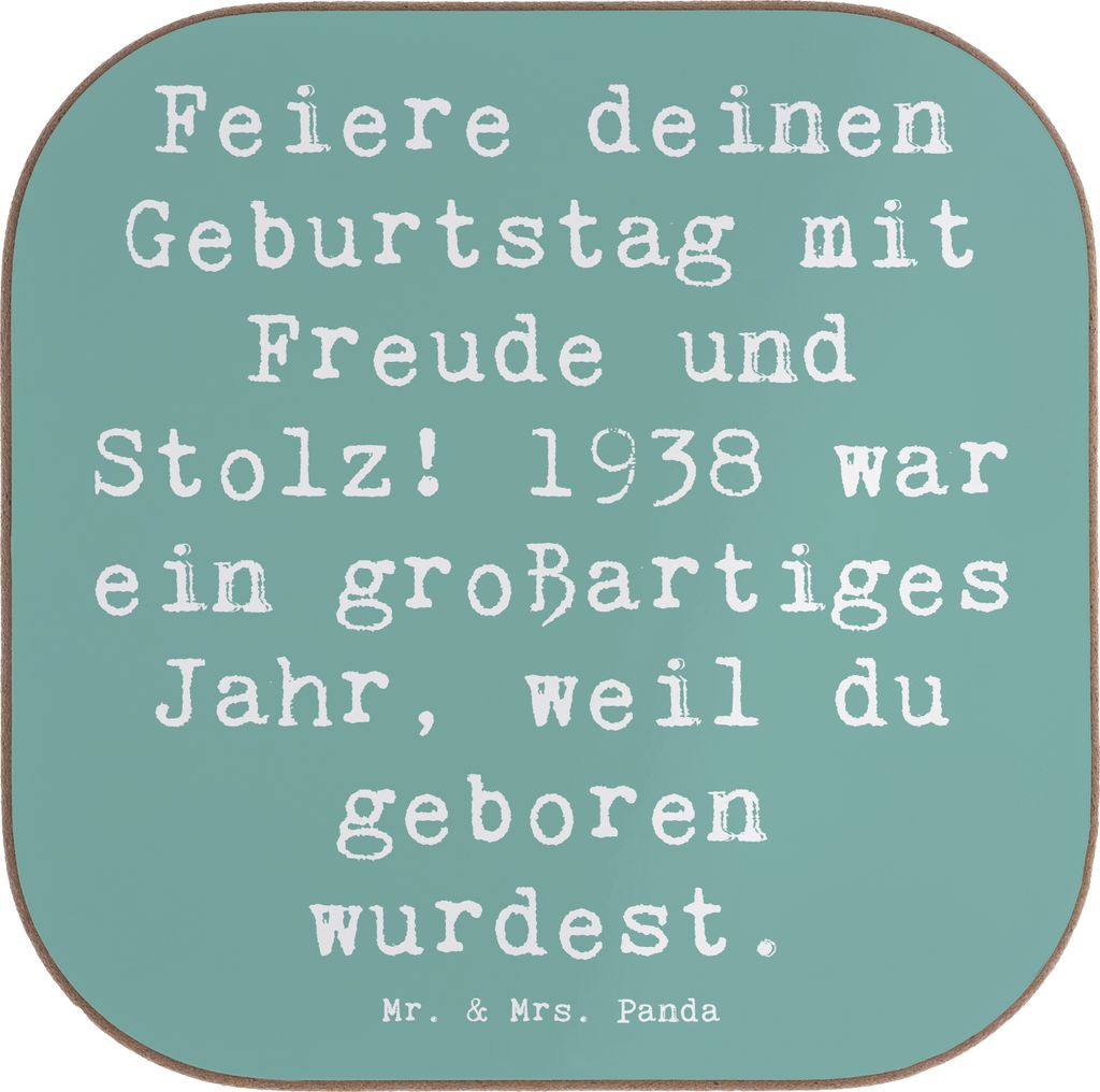 Mr. & Mrs. Panda Holzuntersetzer Spruch 1938 Geburtstag - Produktbild 