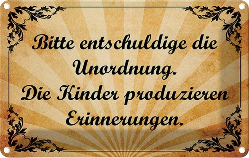 vianmo Blechschild 12x18 cm Bitte entschludige die Unordnung Spruch Zitat