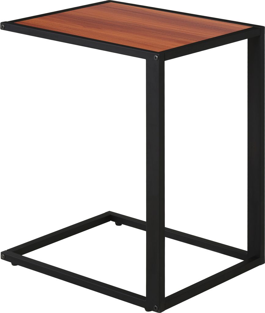 HOMCOM Kleiner Beistelltisch für C-förmiges Sofa, Tisch mit Metallstruktur und MDF-Holzplatte für Wohnzimmer, 40,6 x 50,8 x 64,2 cm, Walnuss