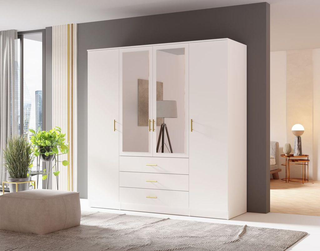 Kombinierter Kleiderschrank 200 cm HENDRUM - weiß