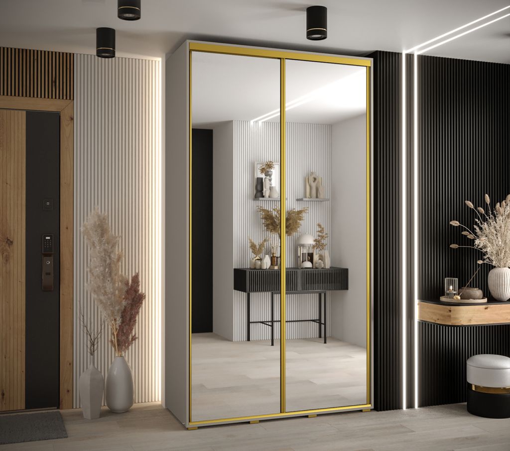 Kleiderschrank INDIRA 2 - 140/45 cm, Kaschmir/Gold
