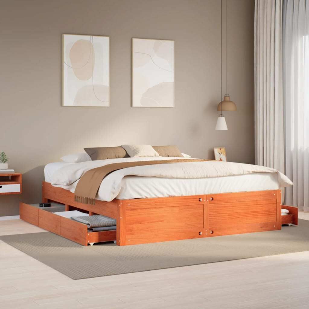 Maison Exclusive - Massivholzbett ohne Matratze mit Schubladen Braun 180x200 cm