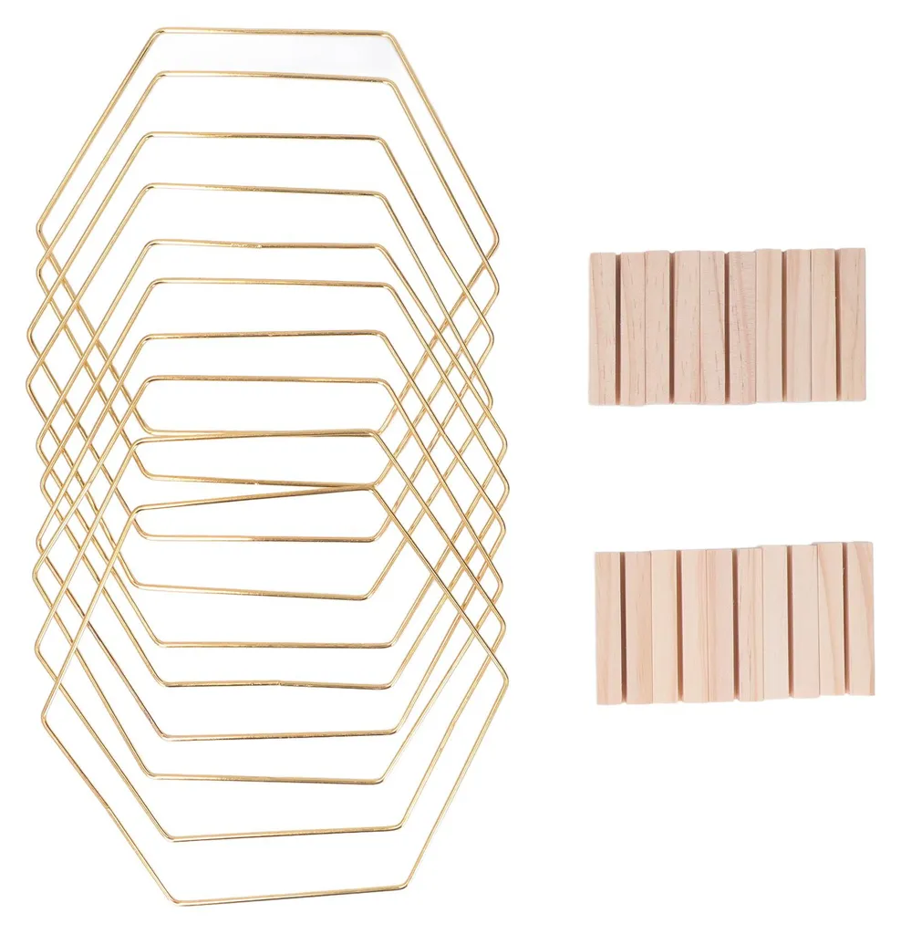 Centre de Table Mariage Hexagonal Doré pour Composition Florale DIY