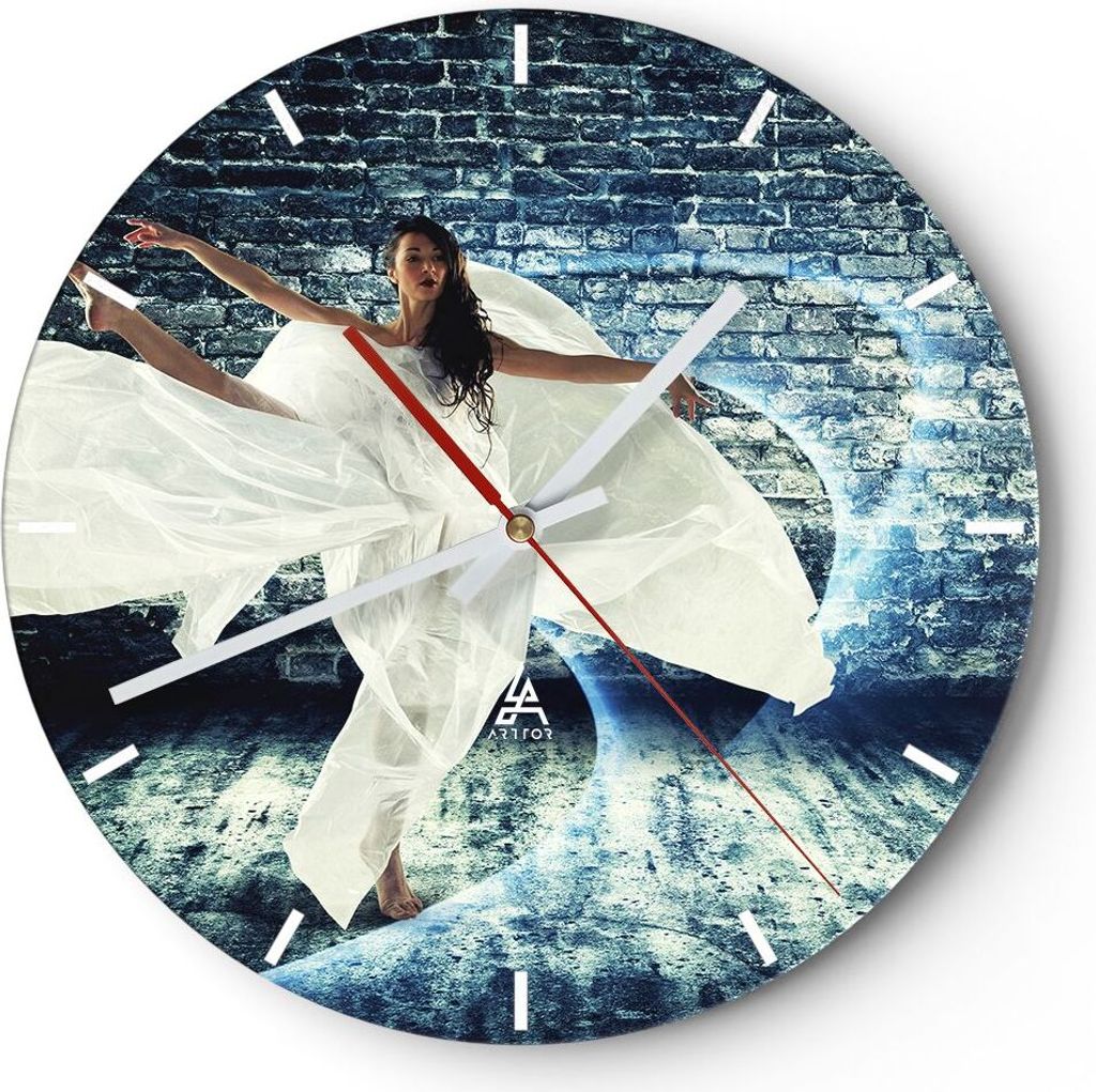 Wanduhr - Rund - Glasuhr - Balet akrobatik frau sport - 40x40cm - Schleichendes Uhrwerk - Lautlos - zum Aufhängen bereit - Dekoration Modern - Wan...