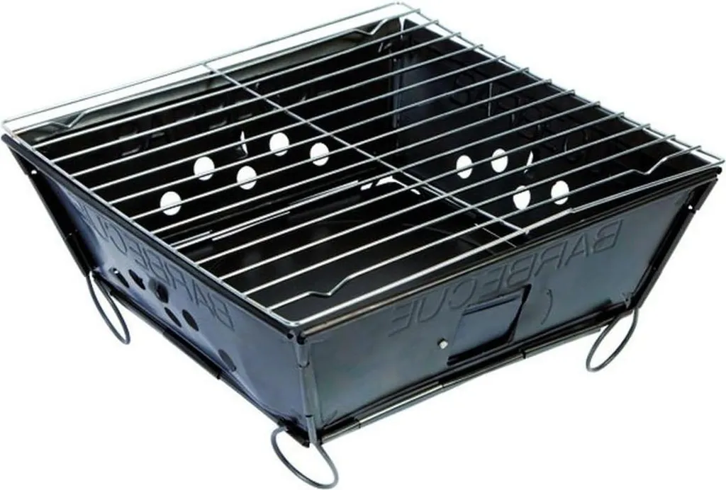 Mini barbecue de table au charbon de bois portable en acier noir 25cm