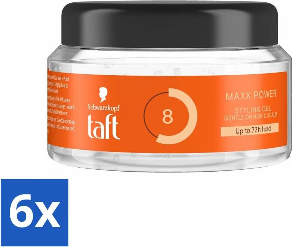 Taft - Maxx Power 8 - Styling Gel - Maximale Kontrolle - 250 ml - Vorteilspack - 6 Stücke