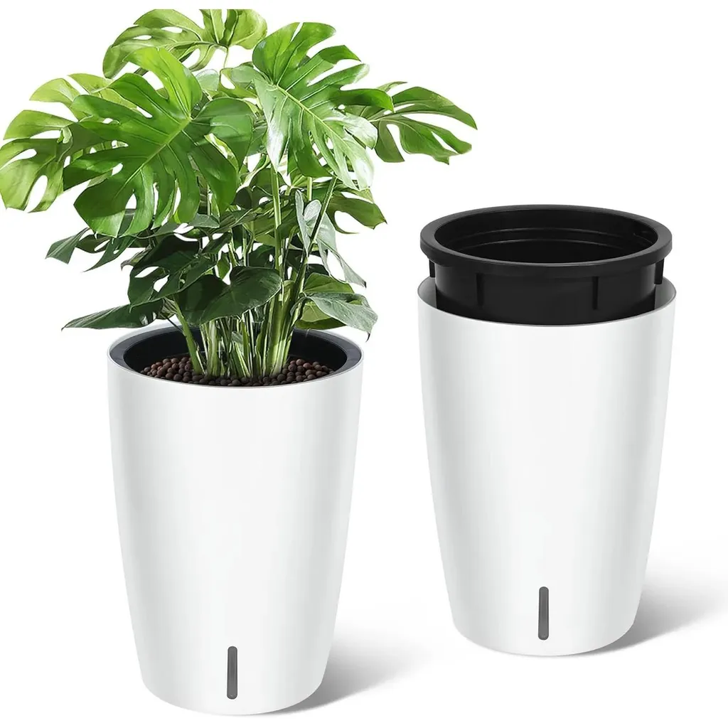 Système de drainage intégré pour ces pots de fleurs 40 cm blancs lot de 2