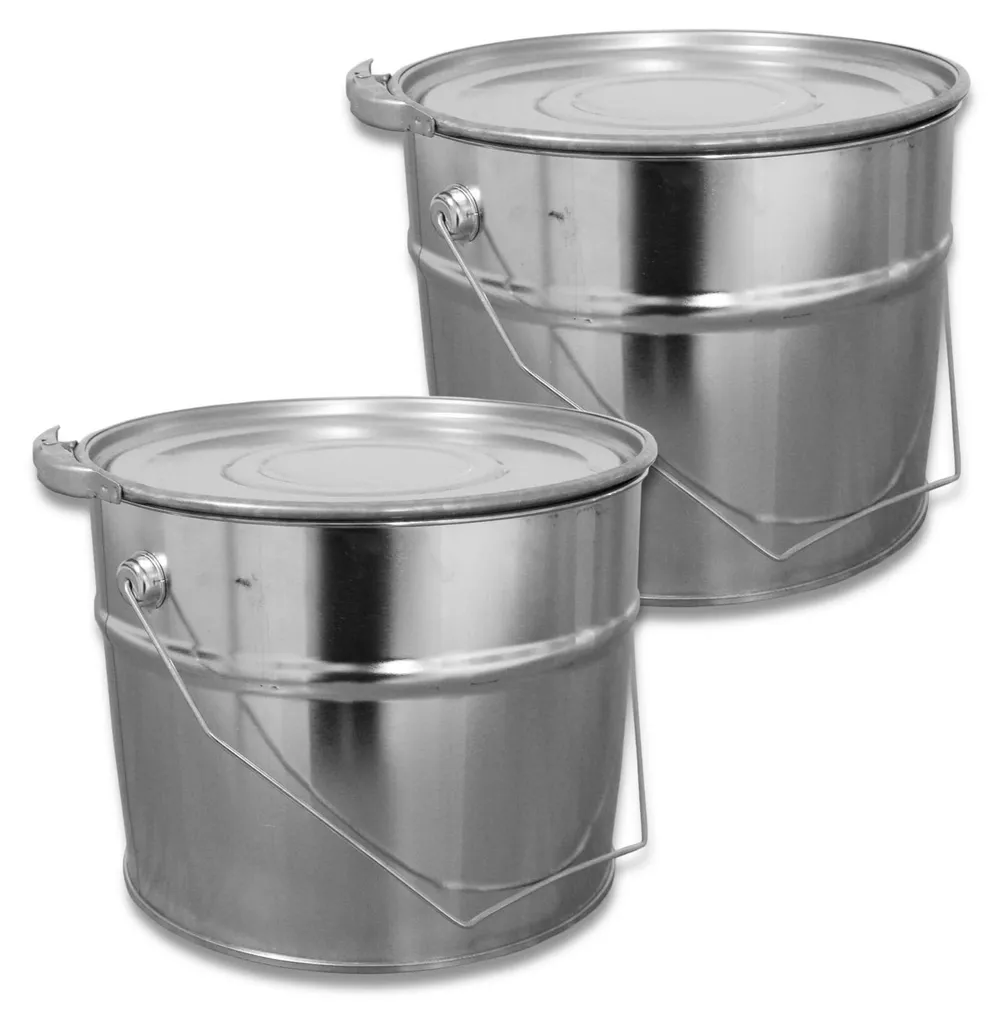 2 Seaux en fer blanc 6L Hobbock avec couvercle et anneau de serrage pro