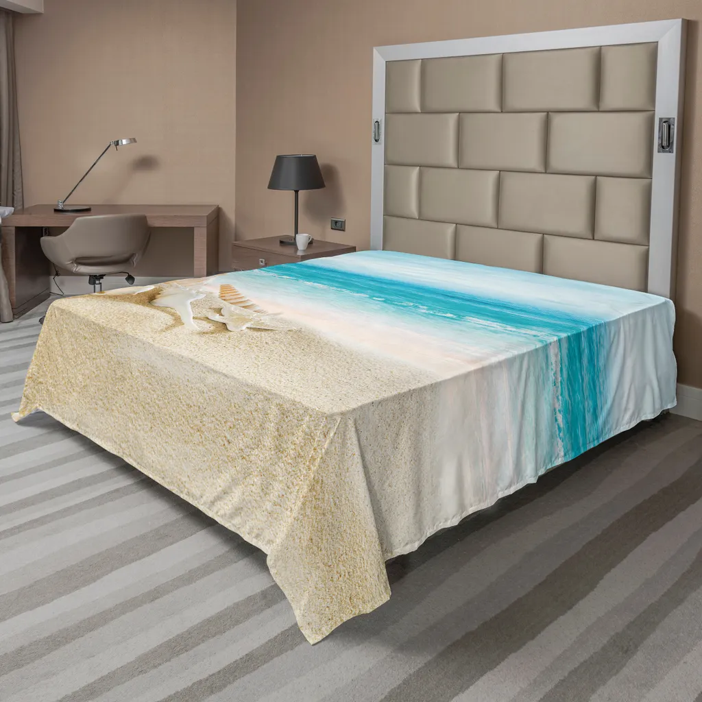 Drap plat décoratif grand format pour chambre ambiance marine et zen 1pc